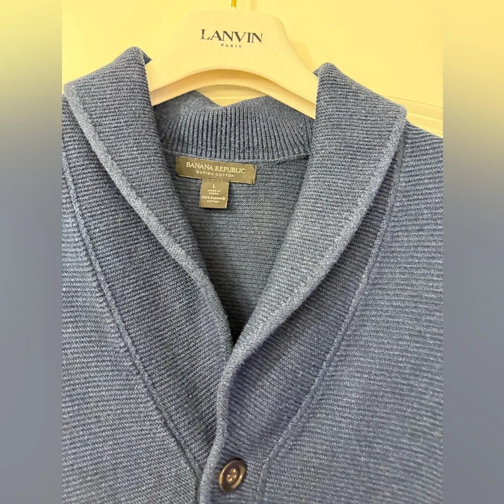 Banana Republic Blue Cardigan Sweater Shawl Collar Knit